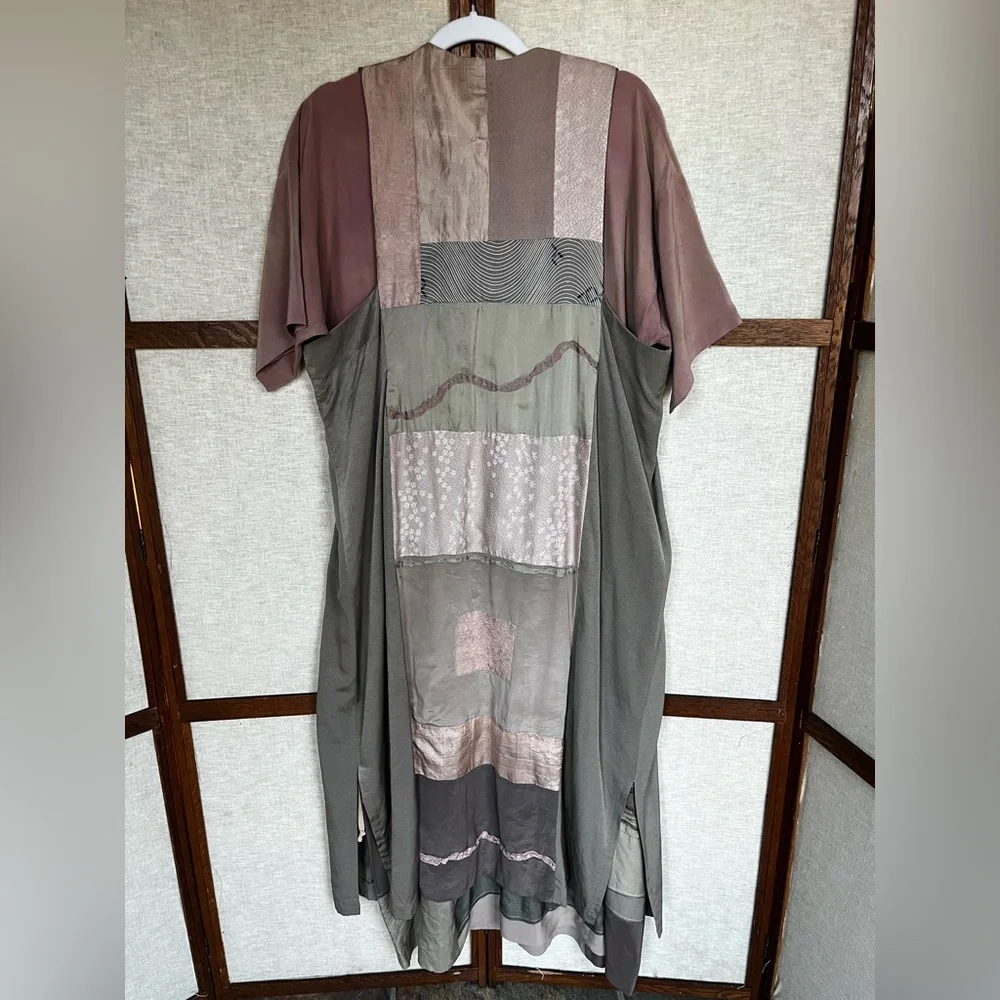 Nancy Gary Vintage Silk Artisan Patchwork Dress and Long Vest - Large - Picture 2 of 16